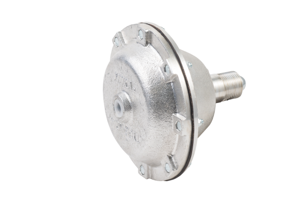 G4 pneumatic thruster side view with circular housing and short threaded output shaft