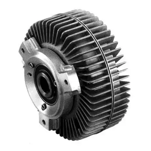 Related POC magnetic powder clutch with circular cooling fins and center bearing