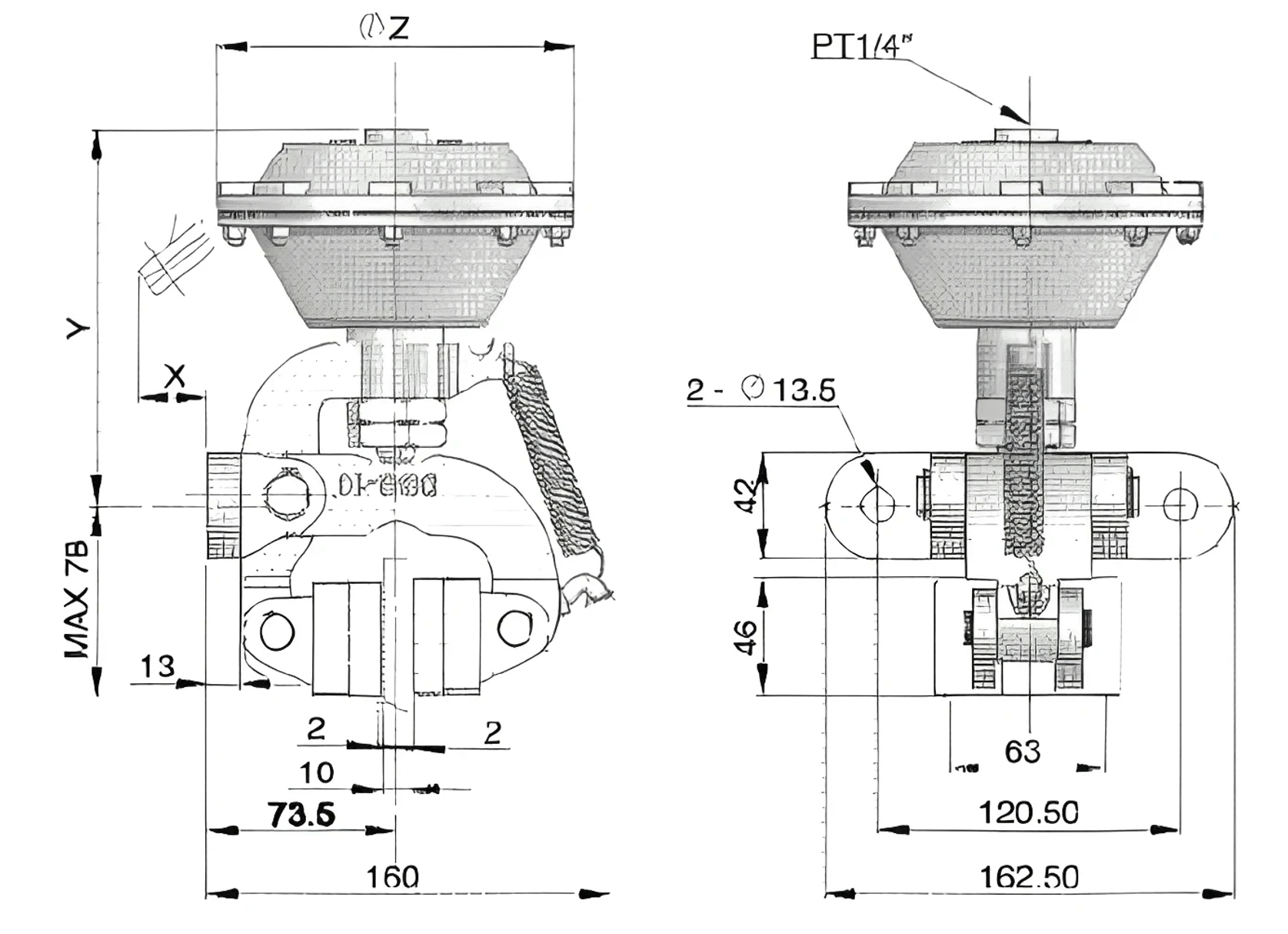 DBG-pneumatic-brake-dimensions